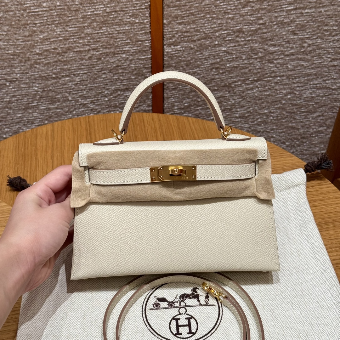Hermes mini kelly 10Craie handbag (handmade to order)