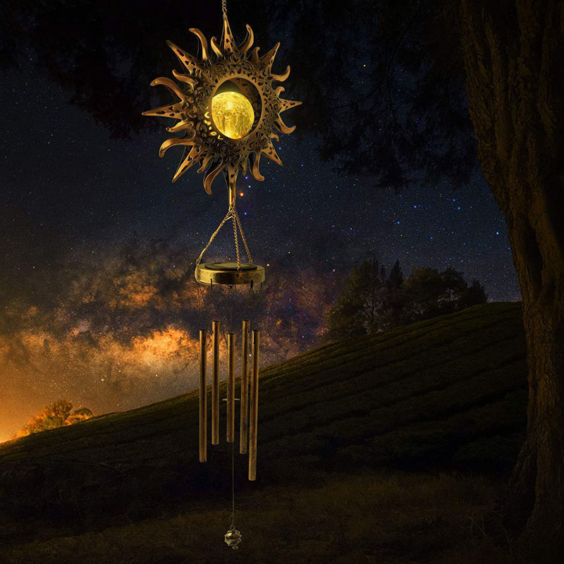 Solar Garden Decoration, Wind Chime Lamp, Moon, Star, Sun, Ornament