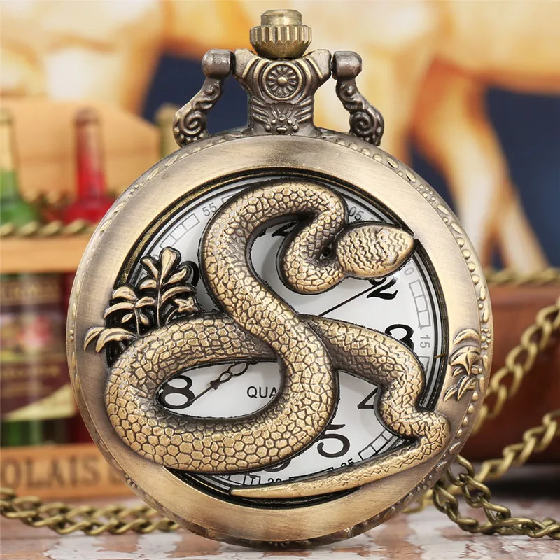 Bronze Hollow Out Chinese Twelve Zodiac Design Animal Quartz Pocket Watch for Men Women with Necklace Chain Gift reloj