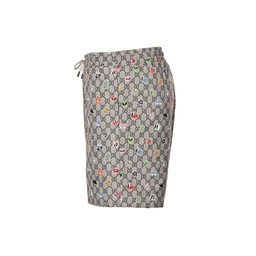Gucci 24ss all over printed double G cartoon element beach shorts