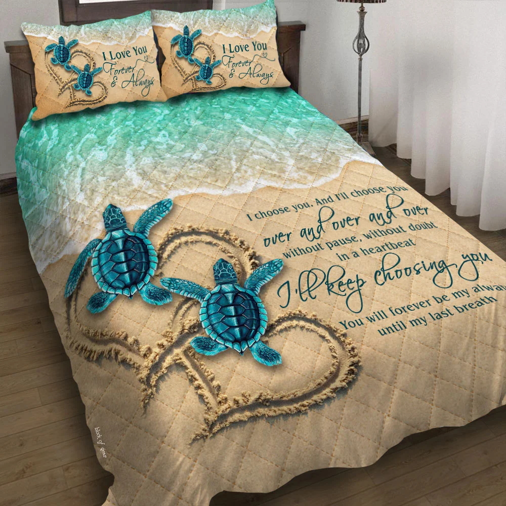 Sea Turtle Couple Quilt Bed Set
