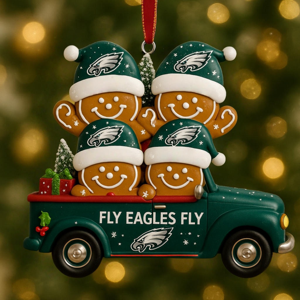Philadelphia Eagles Gingerbread Truck Christmas Ornament