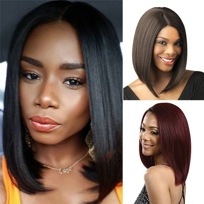 Luna Women Wig Asymmetrical Lovely Bob Straight for African American
