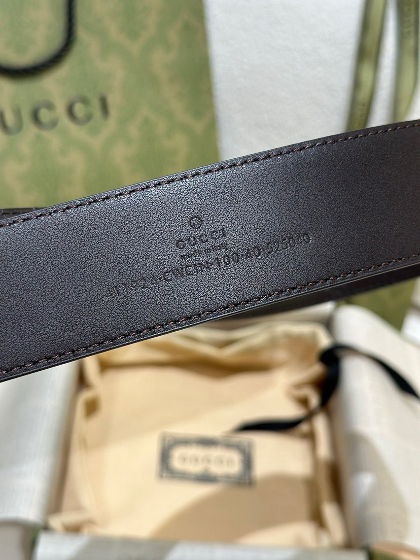 Gucci classic embossed leather belt width 4.0cm
