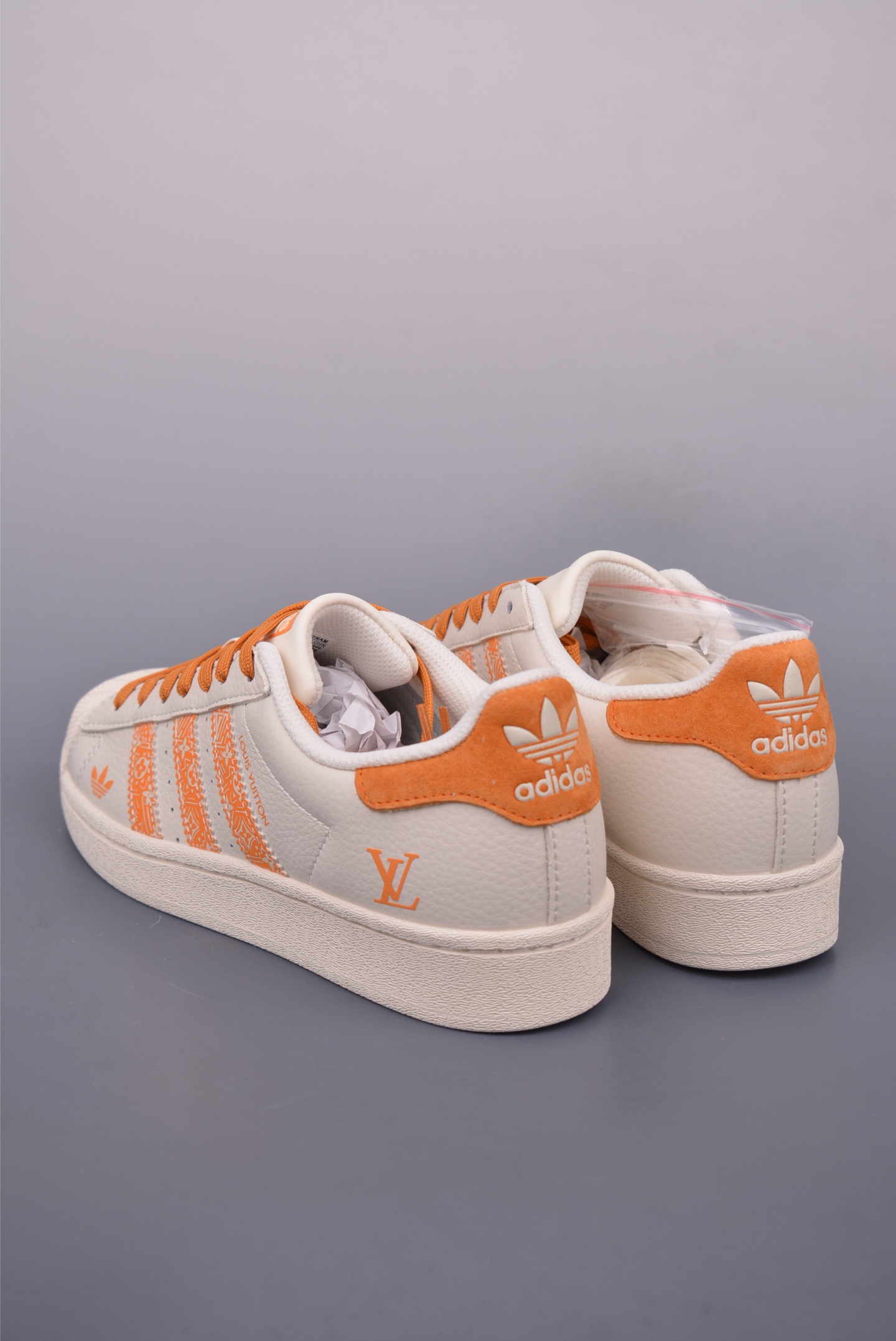 Louis Vuitton x Adidas Originals Superstar Sneakers Off-White Orange SX0005
