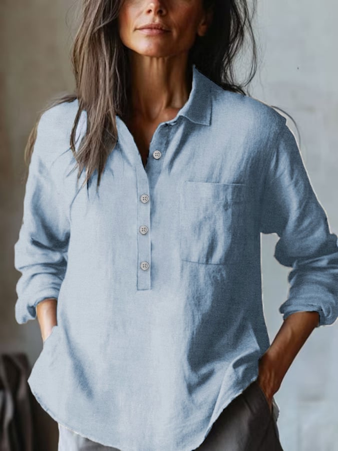 Women's Casual Loose Cotton And Linen Shirt