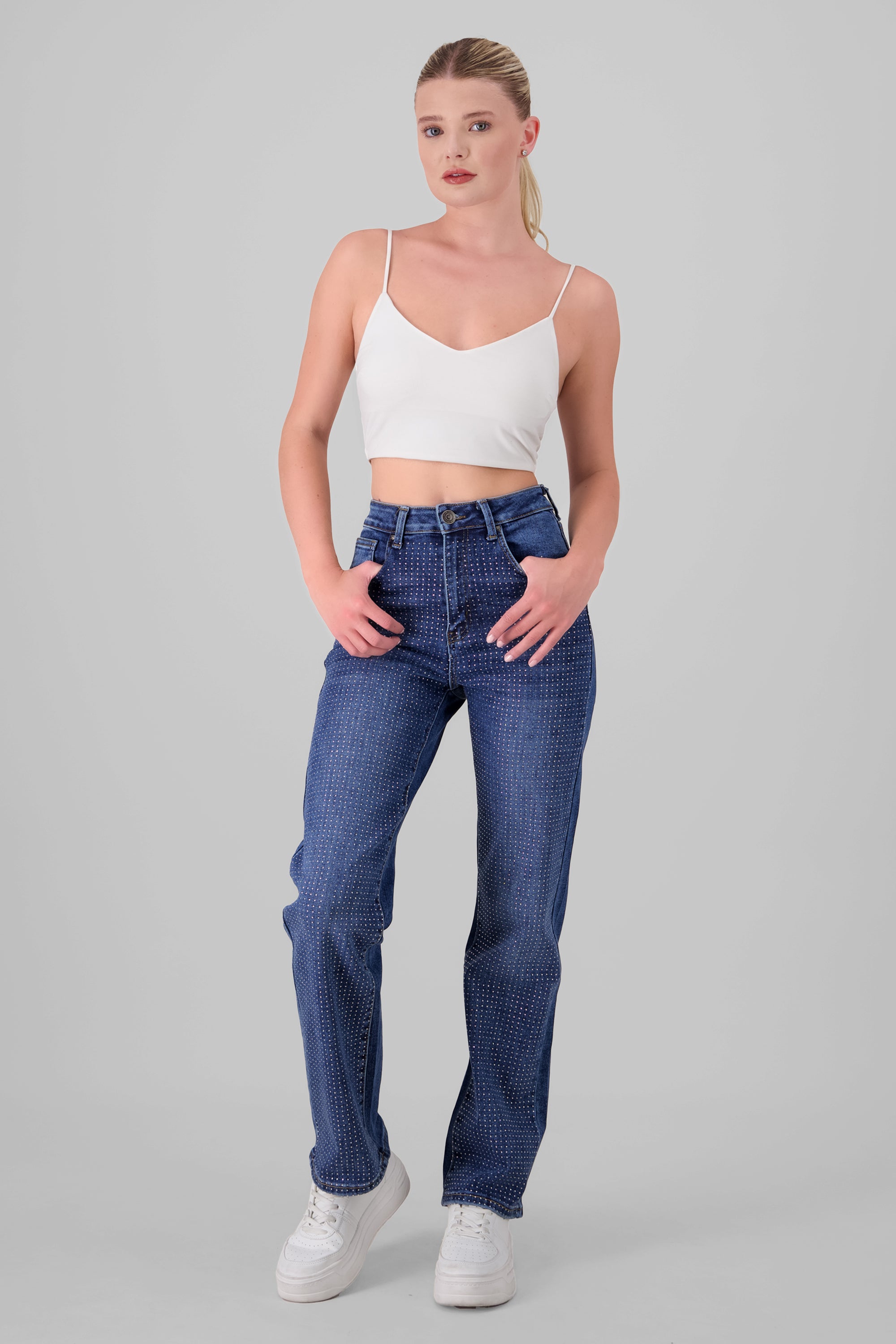 straight jeans rhinestone