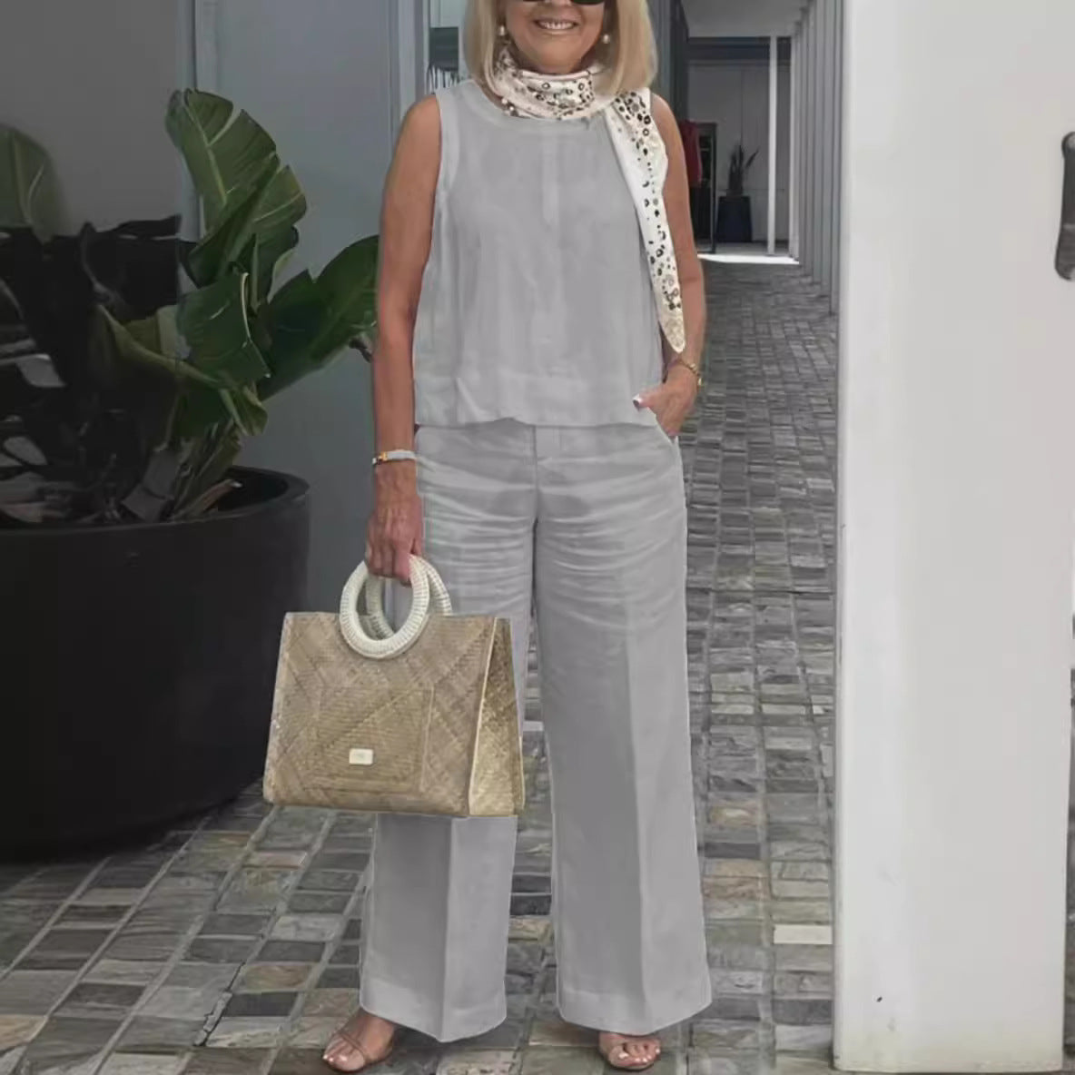 Wide Leg Pants Two-piece Set for Women