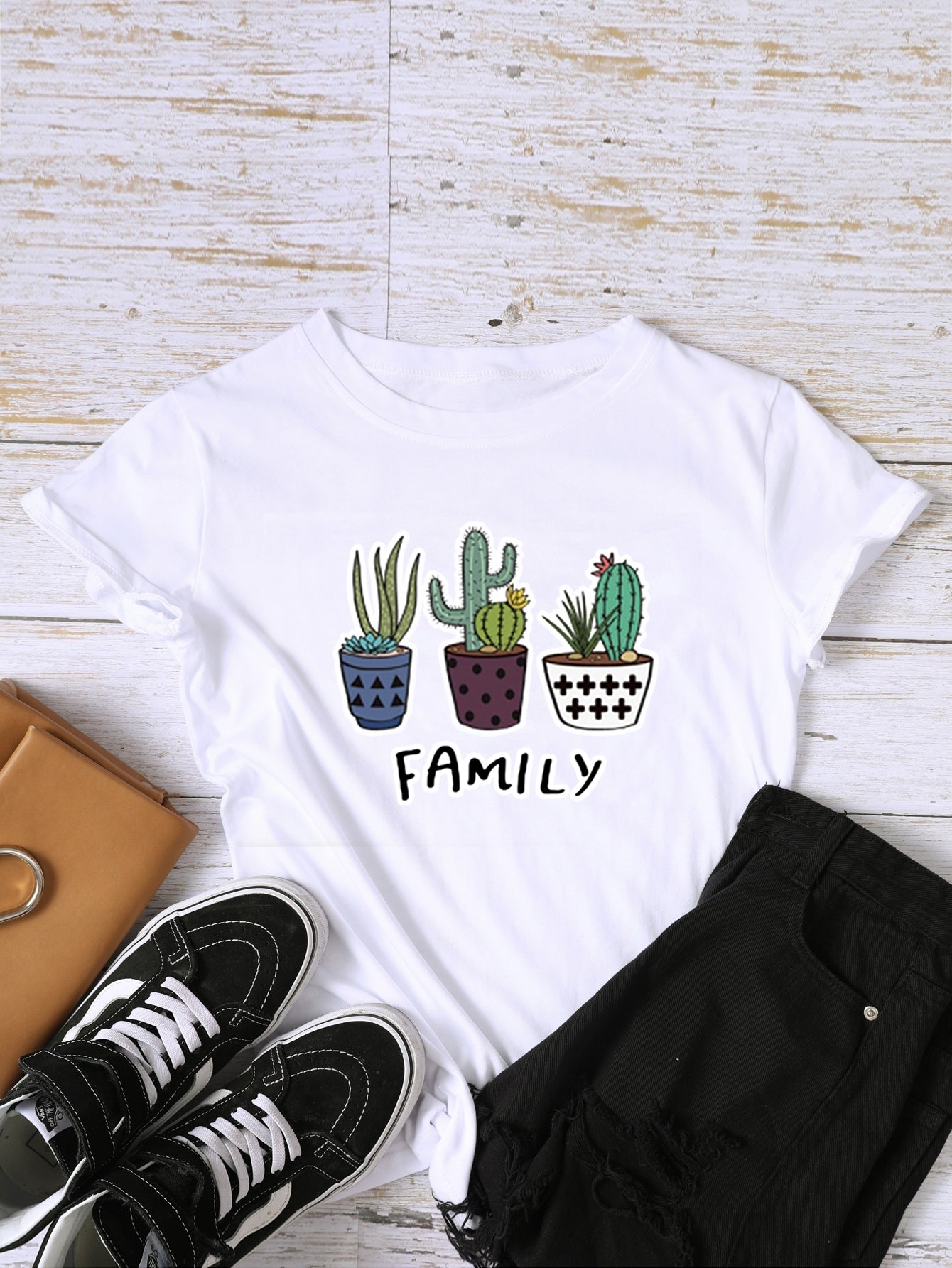 Letter & Cactus Print Tee