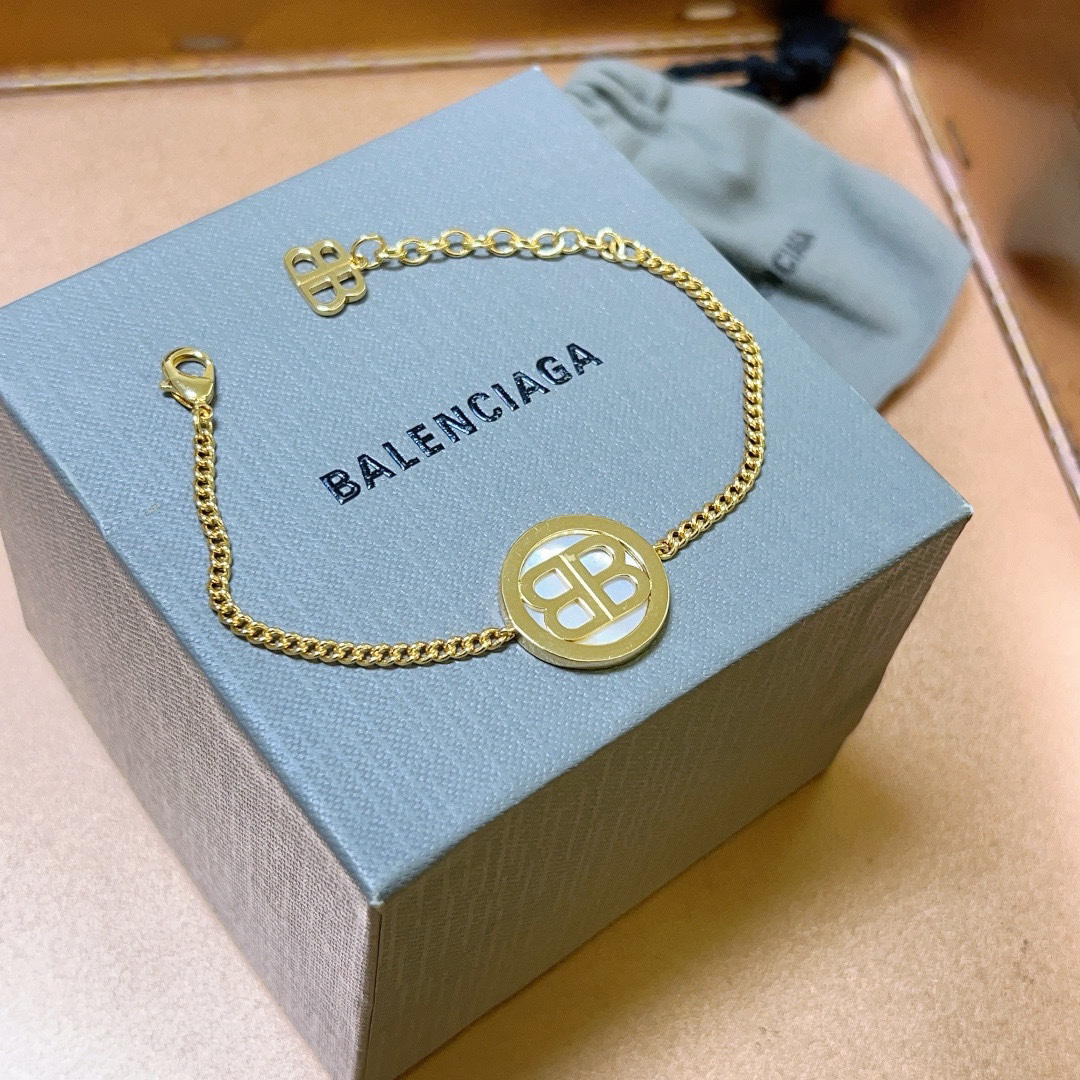 Balenciaga BB Round Gold Bracelet