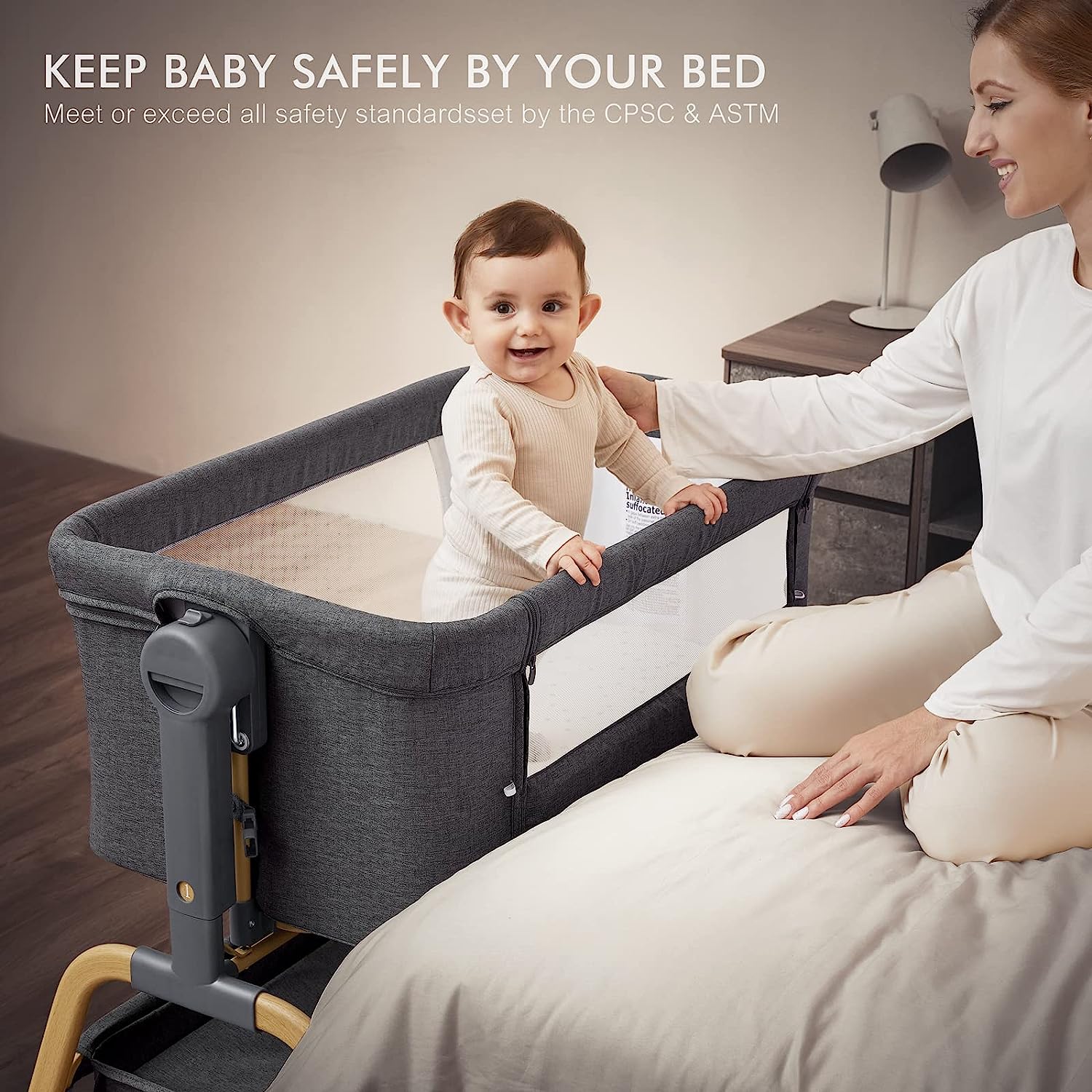 ANGELBLISS 3 in 1 Baby Bassinet Rocking Bassinets Bedside Sleeper