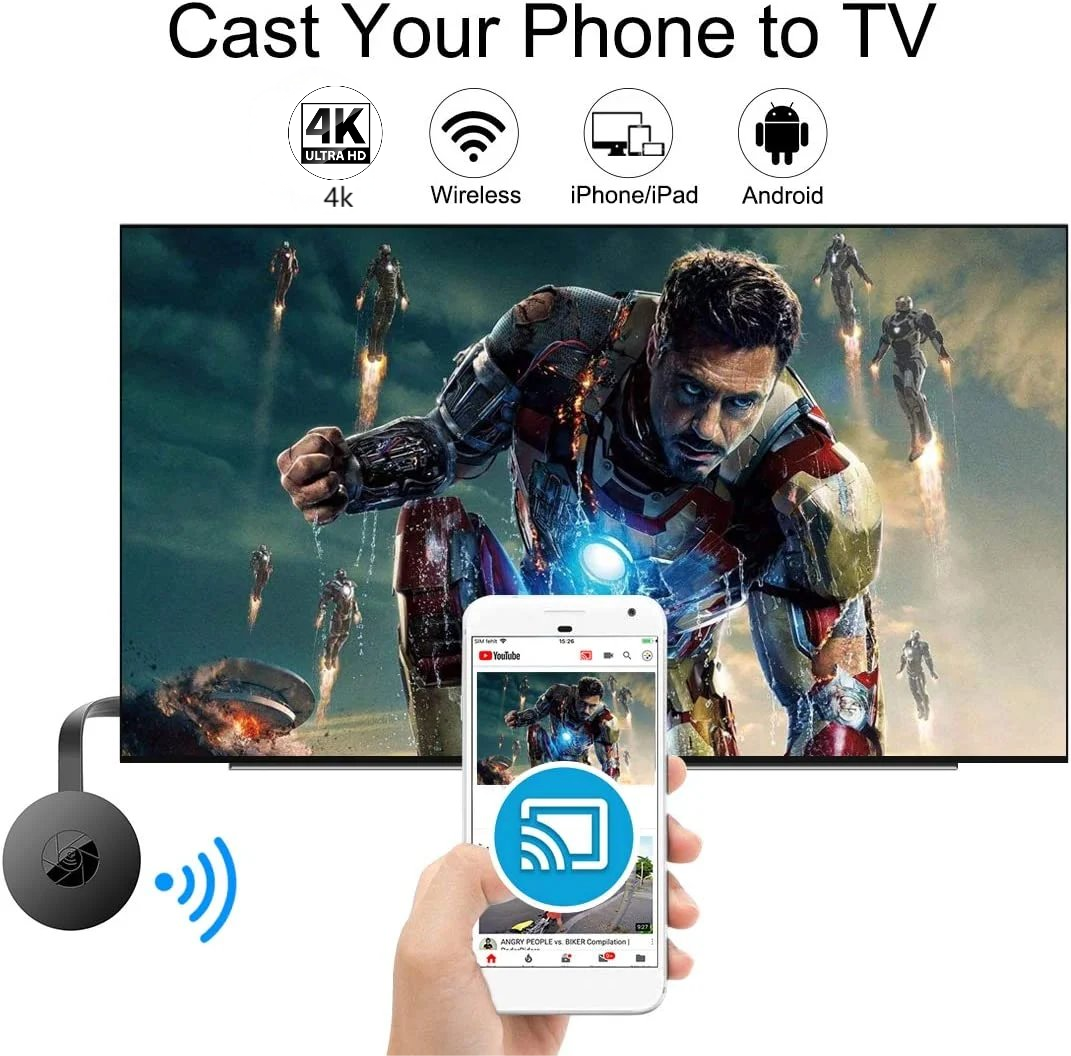 Wireless WiFi HDMI Dongle - 4K Ultra HD Mirroring Dongle Compatible with iOS/Android/Windows/MAC