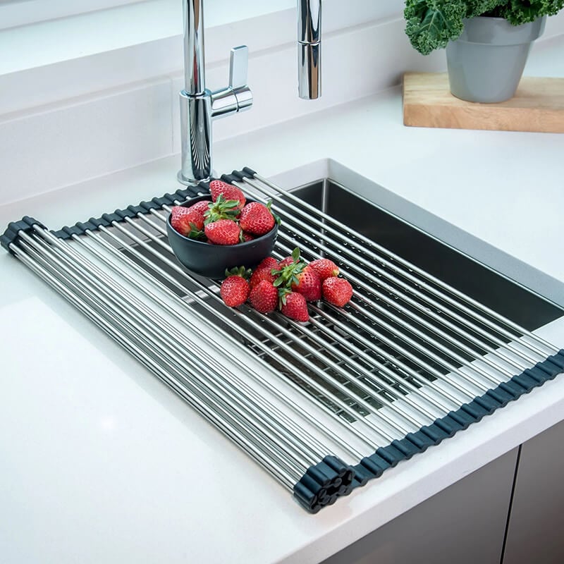 Multipurpose Over-Sink Roll-Up Dish Drying Rack