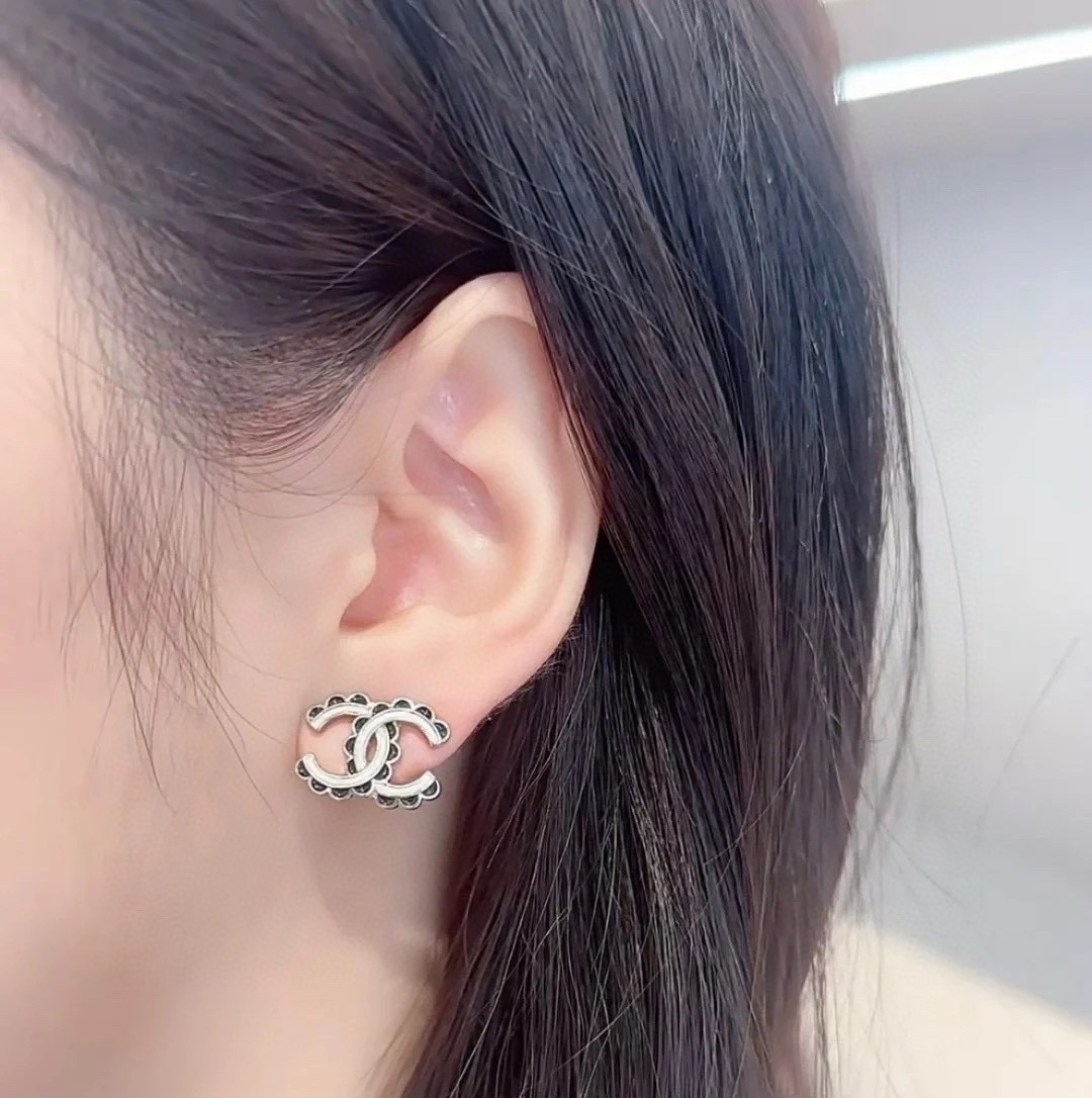 Chanel Water Ripple Double C Earrings