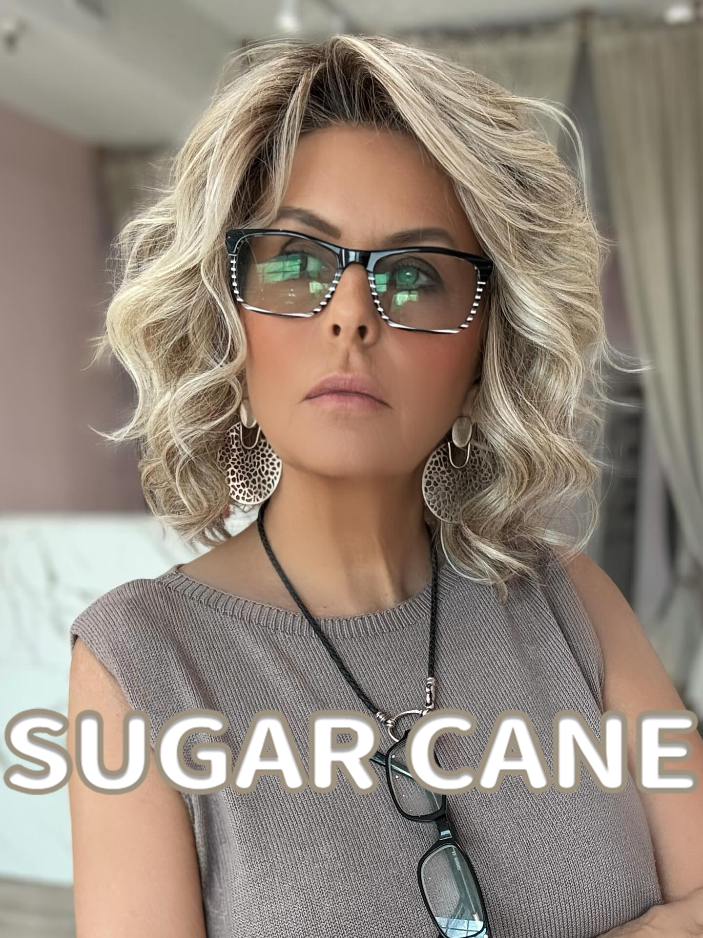 Curly Bob Wig with Highlights