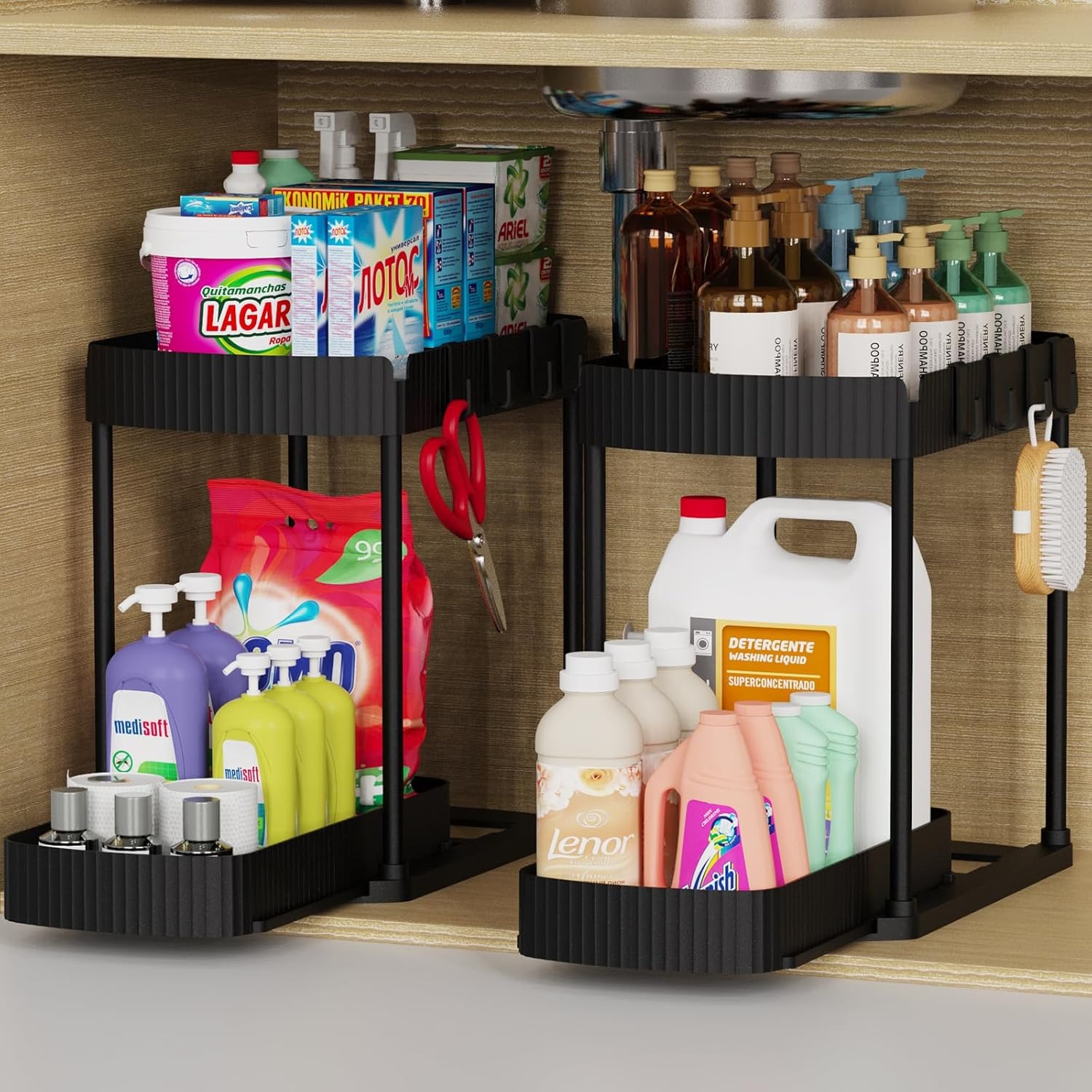 🔥2025 ON SALE🔥New under-sink balcony laundry sink with wave-shaped storage rack - no drilling required