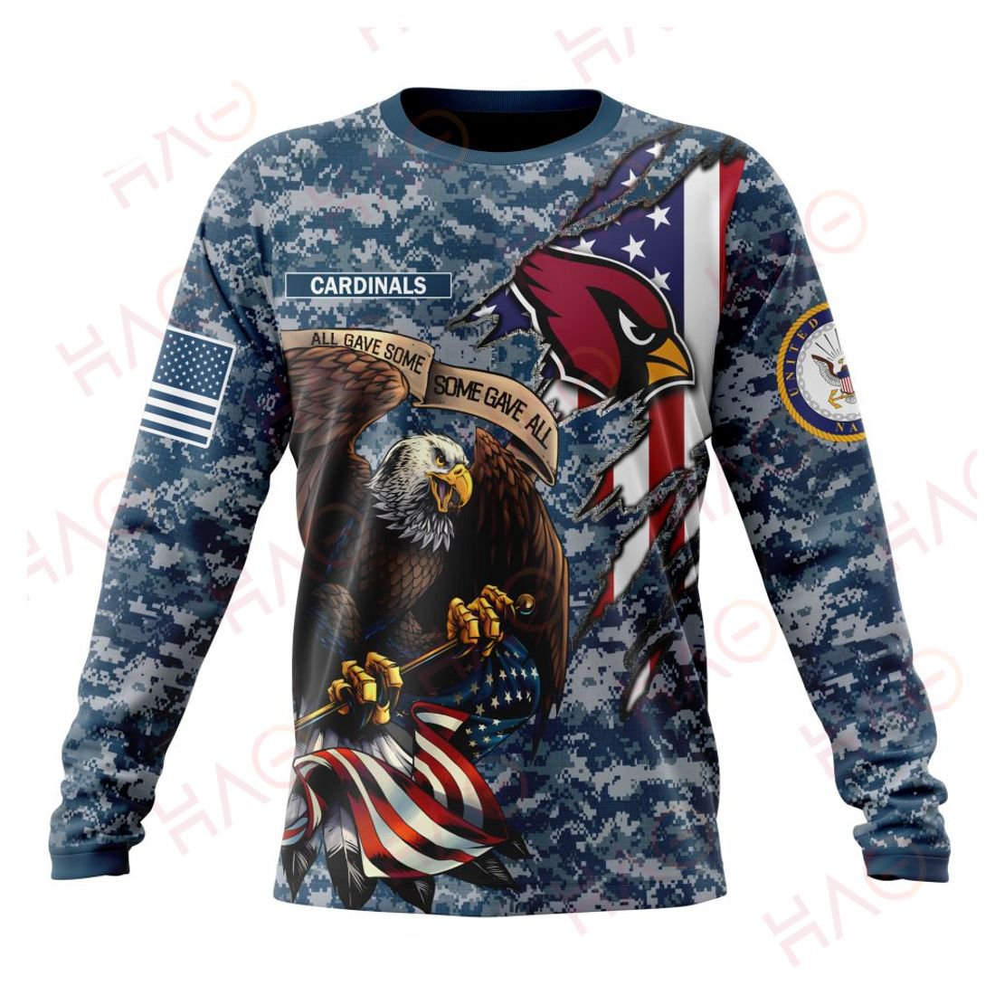 ARIZONA CARDINALS 3D HOODIE US NAVY VETERANS