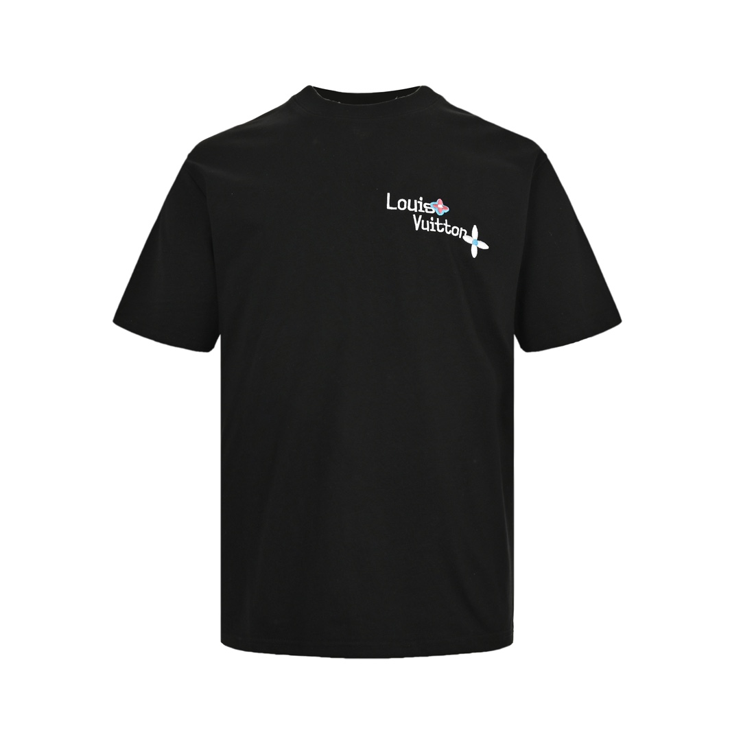 Louis Vuitton 24ss floral lettering embroidered short sleeve
