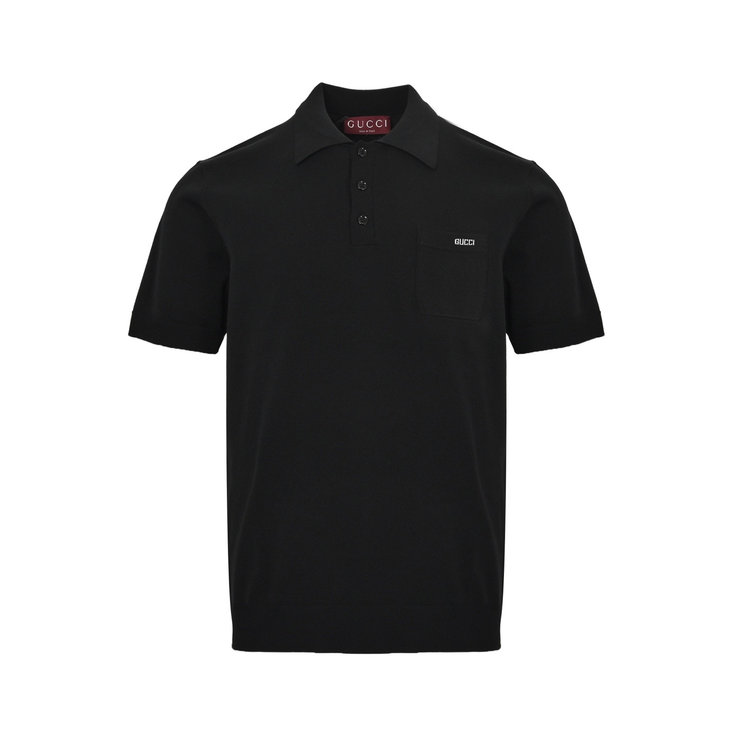 Gucci 25ss Pocket Lettering Intarsia Knitted Polo Short Sleeve