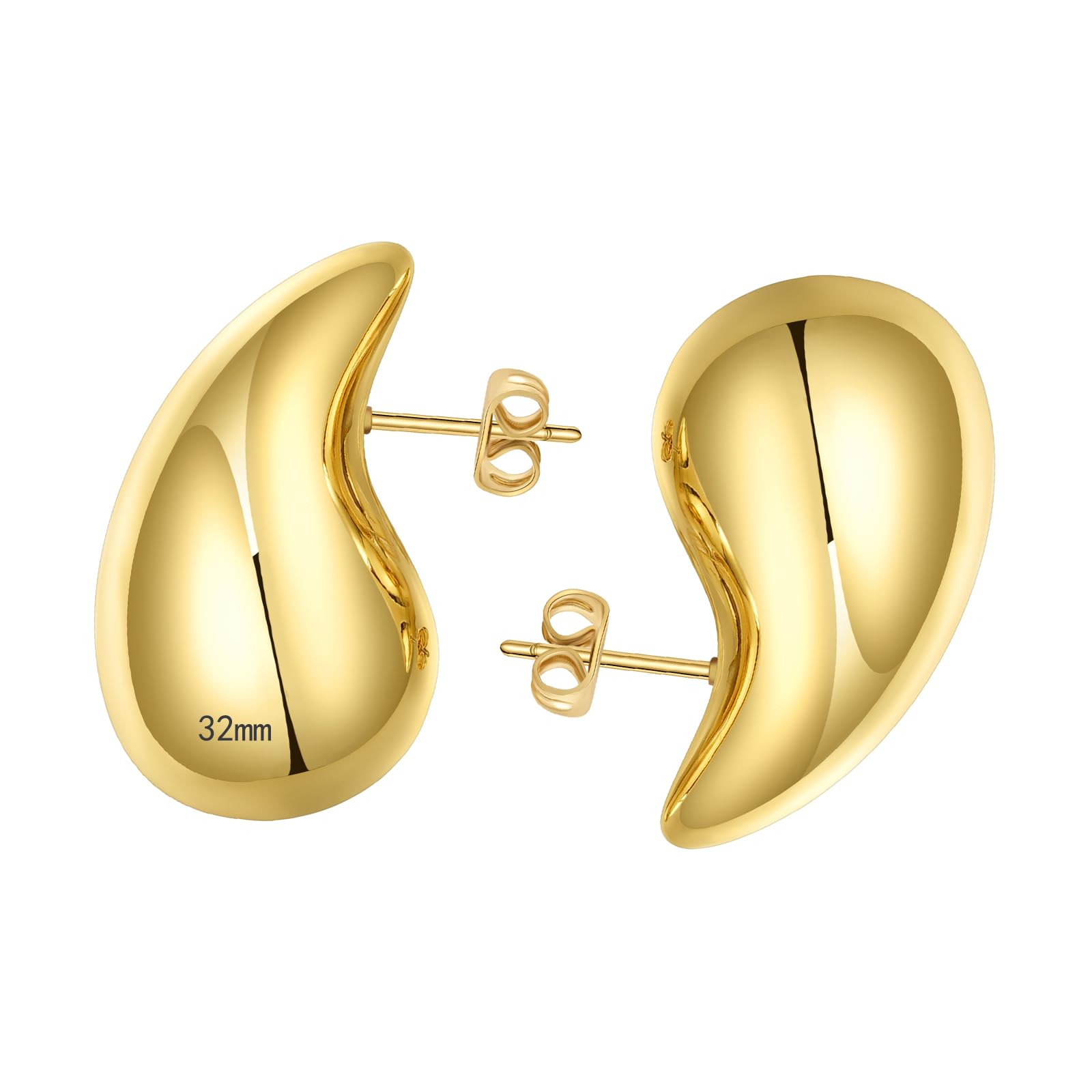 🔥Last Day 50% OFF🔥25/32/47mm Chunky Gold Hoop Earrings for Women | Lightweight Tear Drop Earrings