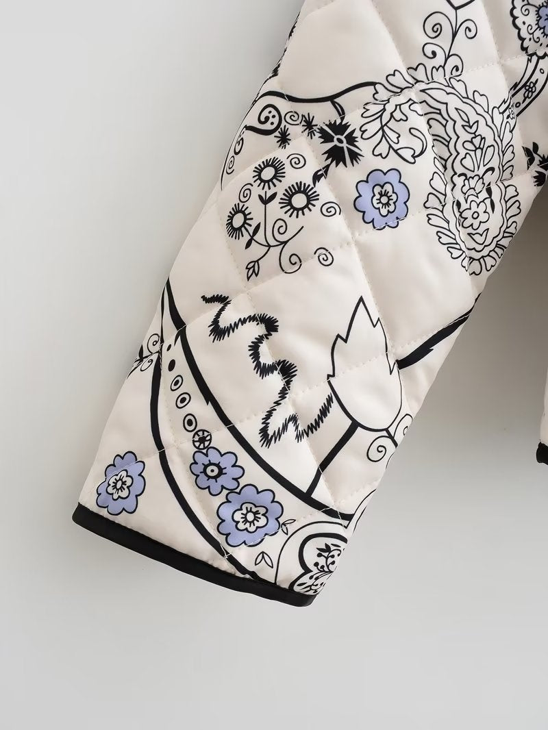 Autumn Women Clothing Printing Long Sleeve Cotton Coat Woman Cotton