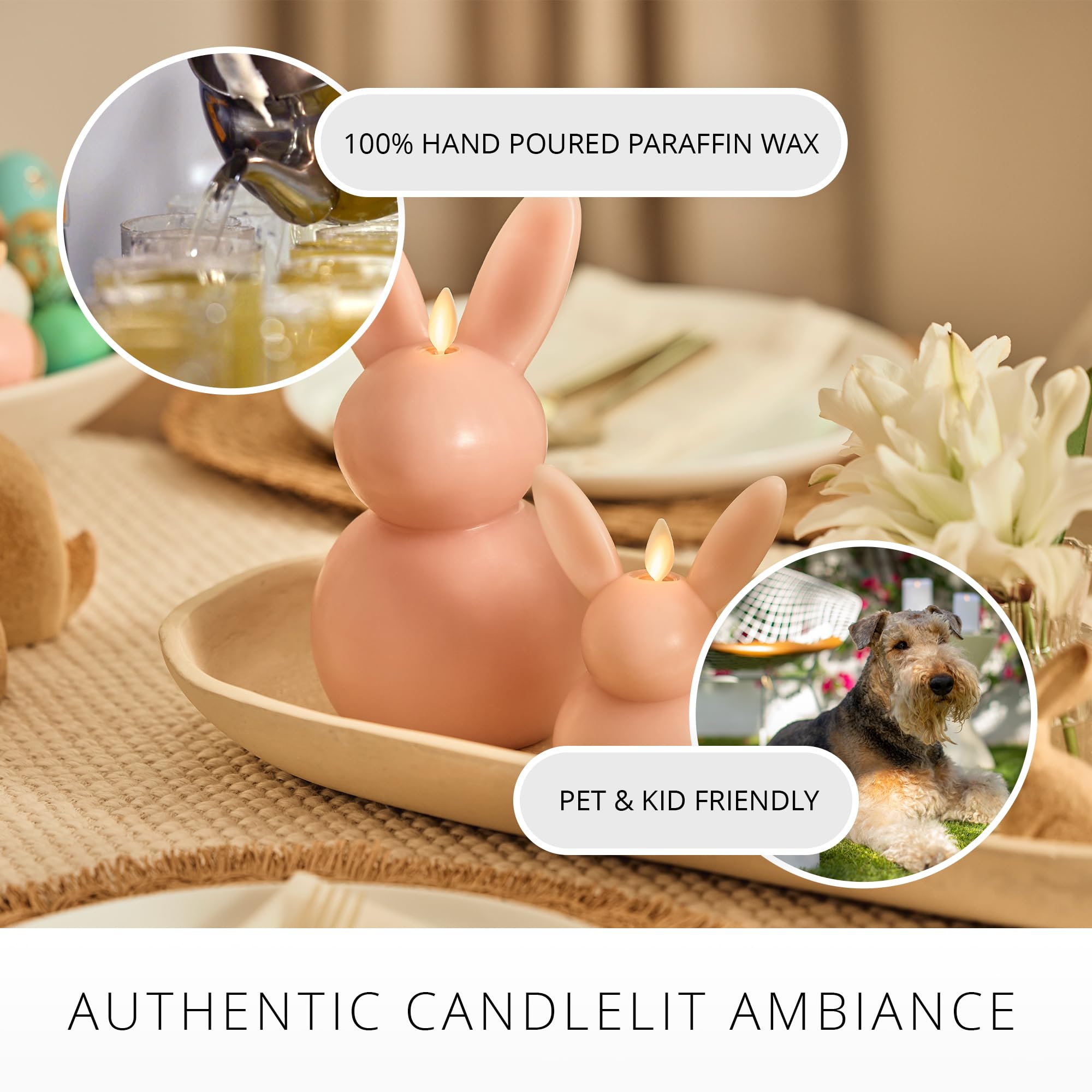 Flickering LED Flame Bunny Candle - AA Batteries