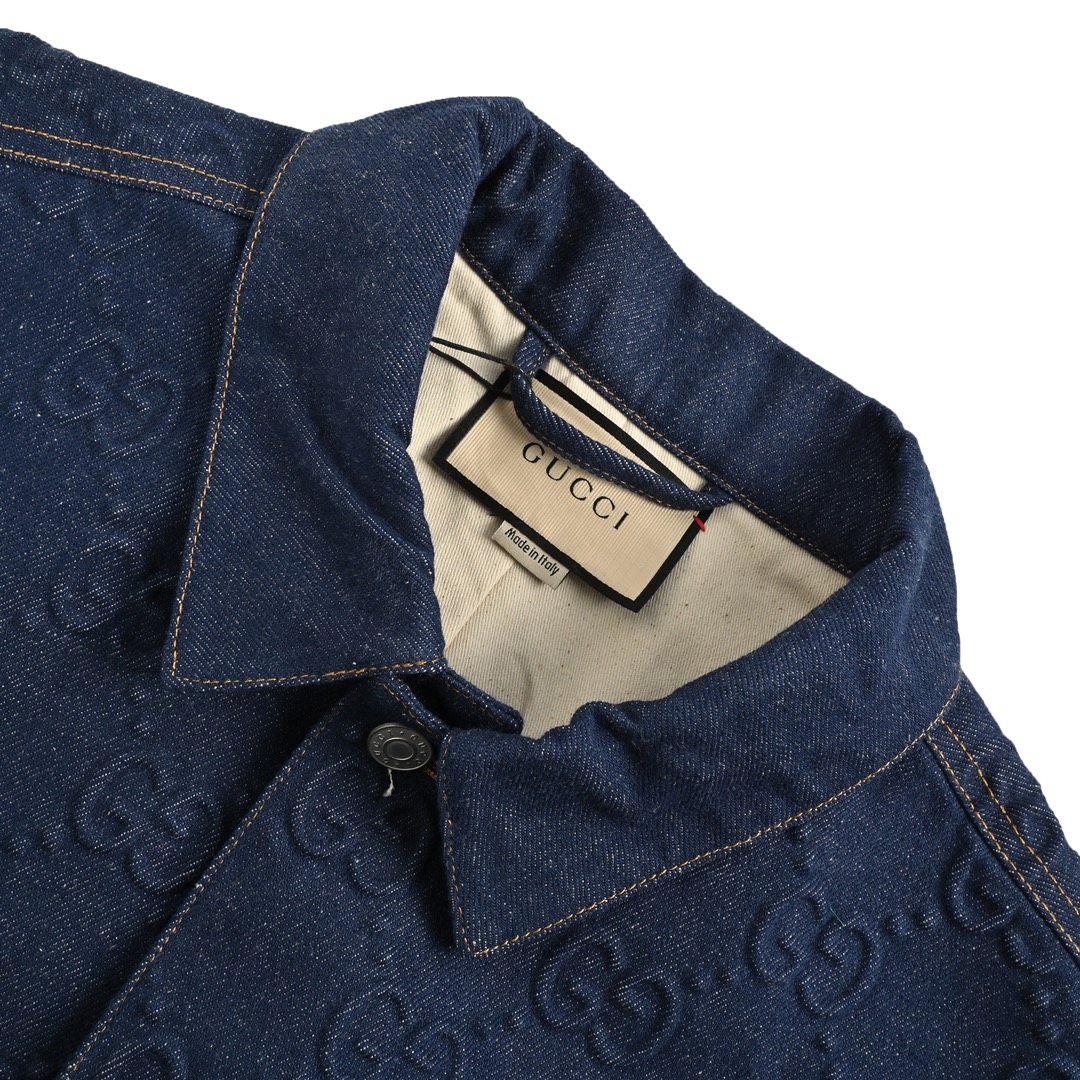 Gucci 24Fw embossed logo denim jacket