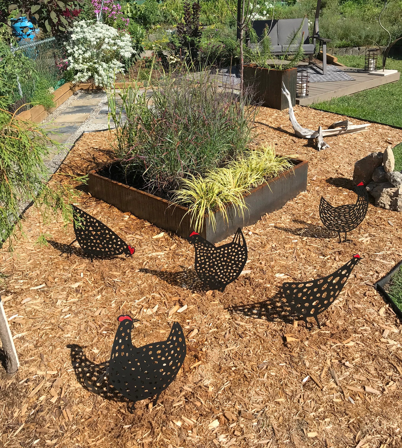 Metal Chicken Yard Art