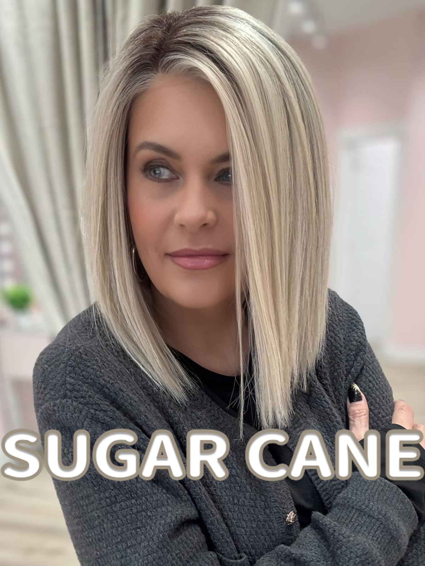 Sleek Straight Lob Wig With Middle Part