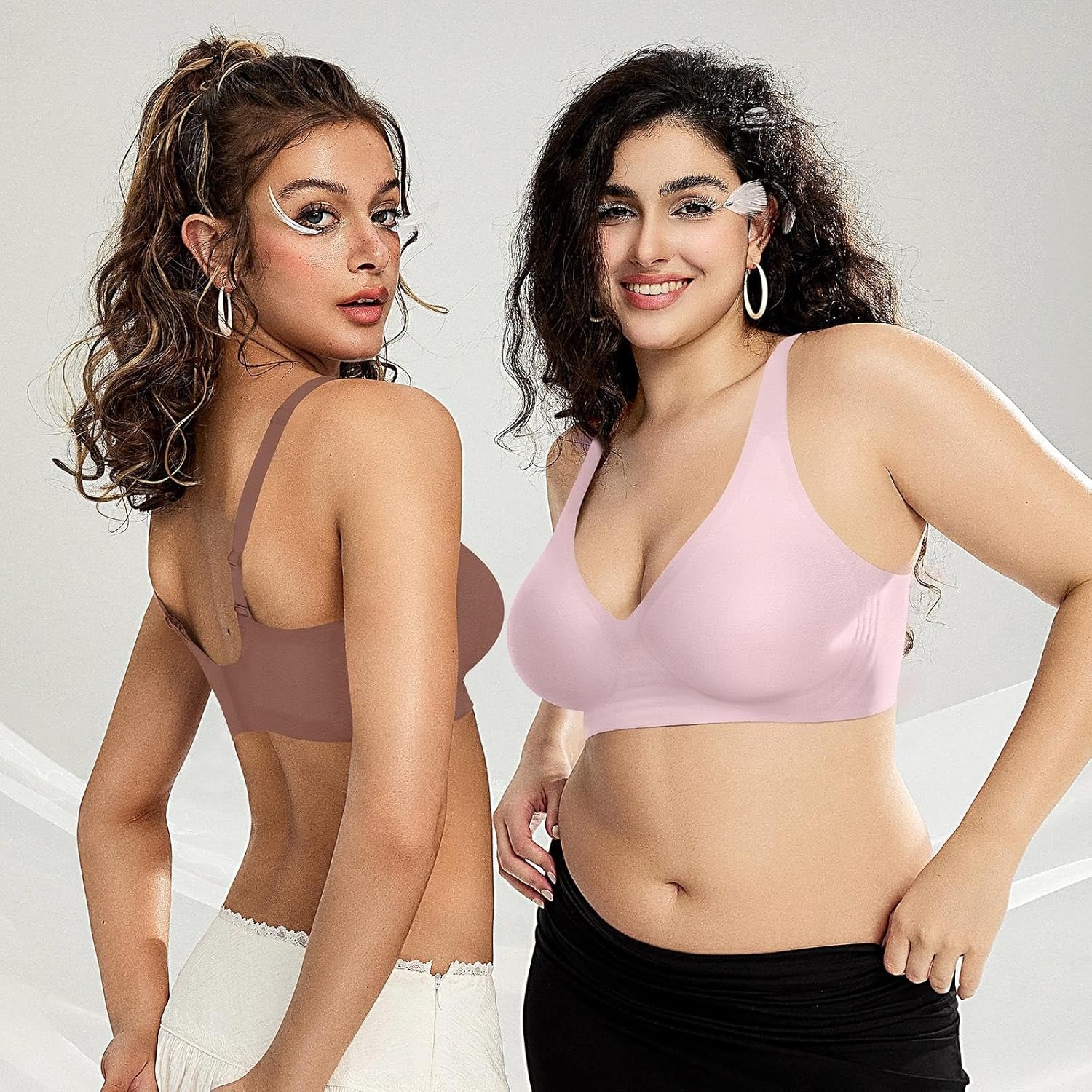 💥ON SALE💥Womens Comfortable Wireless Bras Push Up Bralettes Seamless Tshirts Bras Deep V Everyday Bras