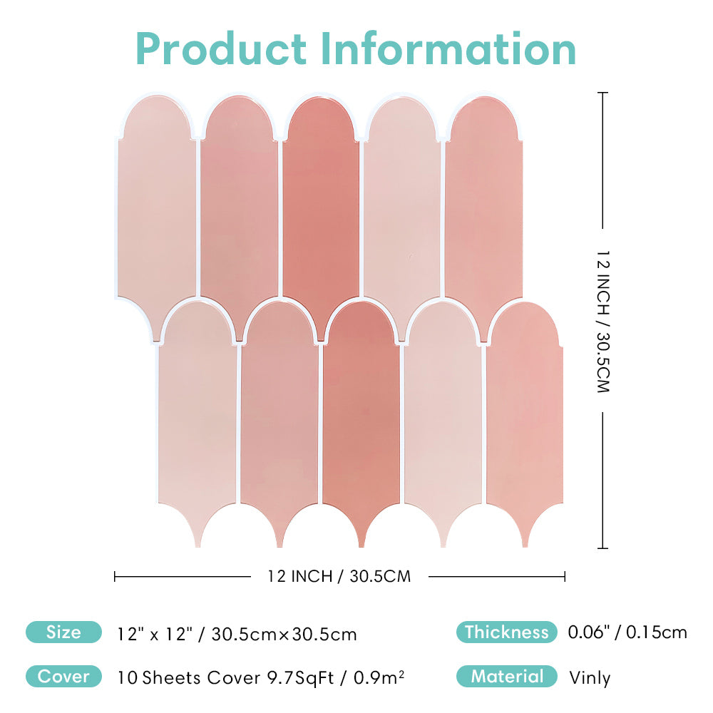 Pink Fish Scale Peel and Stick Backsplash Tile - Thicker Design
