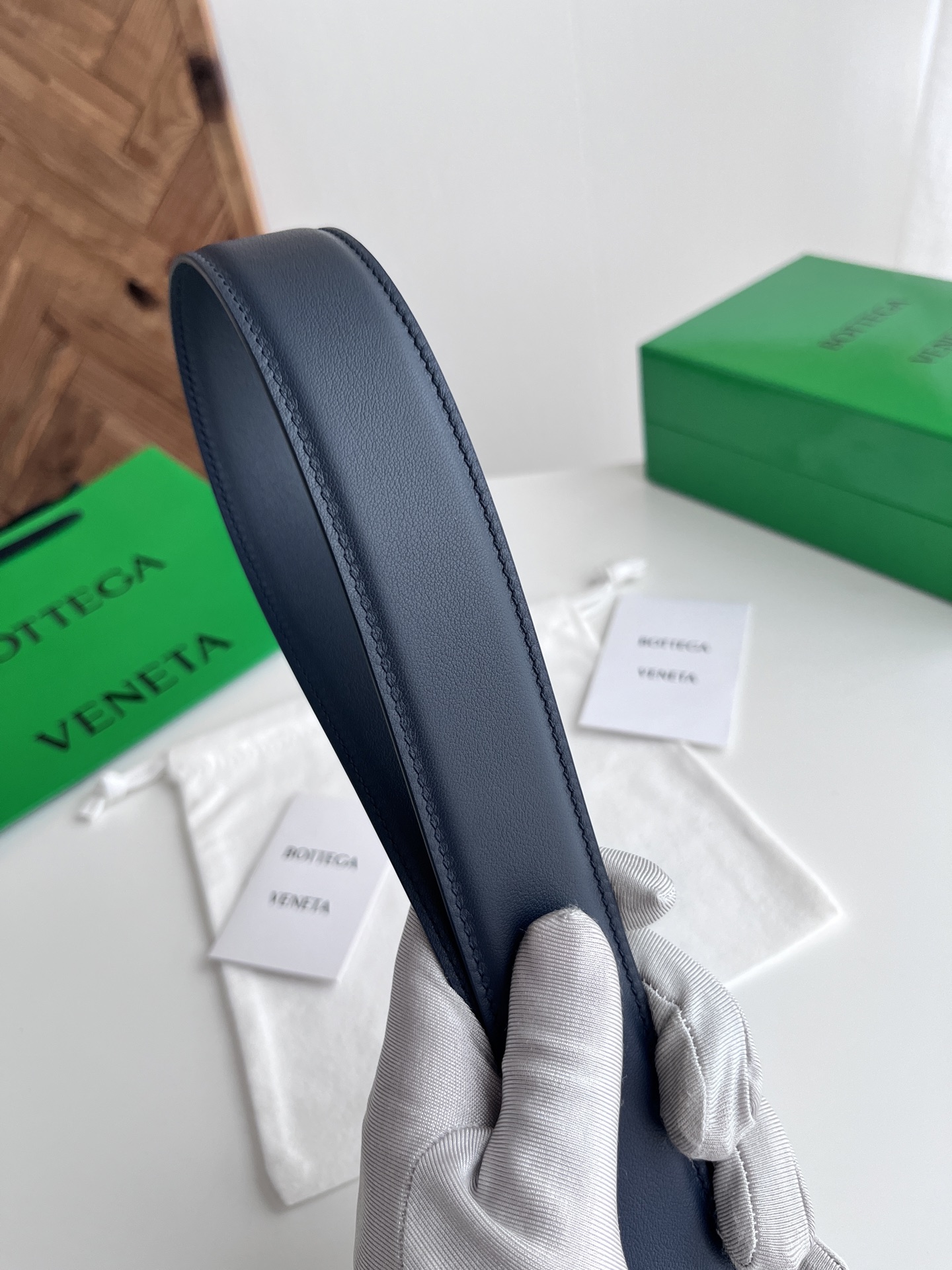 Bottega Veneta 25 smooth leather belt 3.5cm wide