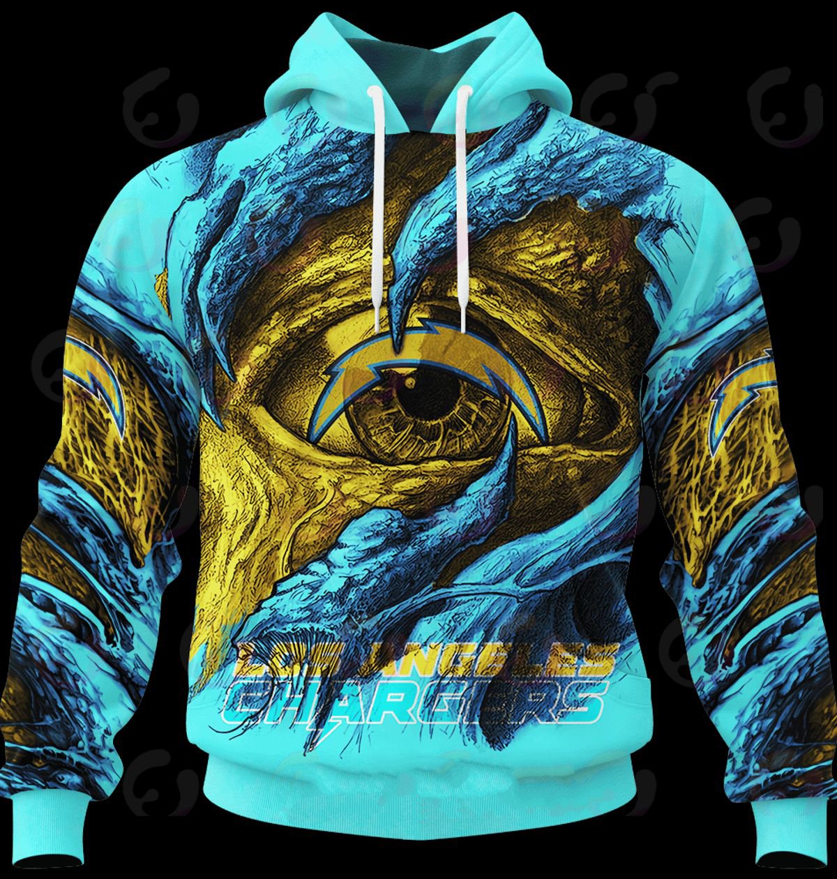 LOS ANGELES CHARGERS 3D HOODIE COMMANDERS DEMON EYES