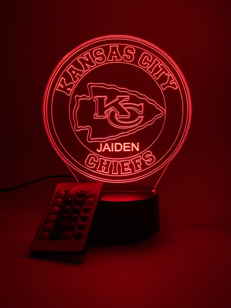 KANSAS CITY CHIEFS 3D LAMP PERSONALIZED