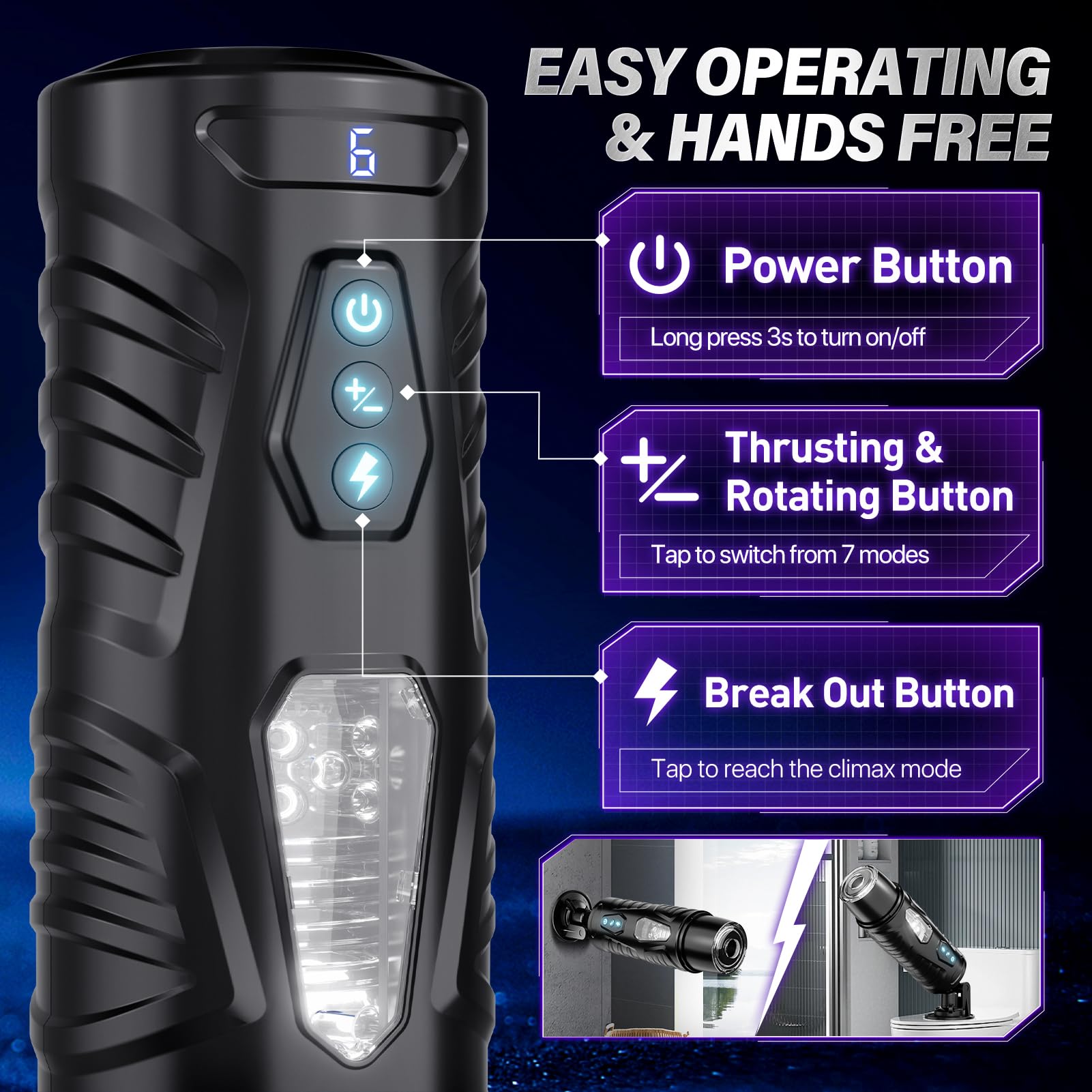 EINSEO AI Interactive Male Masturbator Sex Toys for Men - Adult Toy Male Sex Toys with 7 Thrusting & 7 Rotating Modes,Hands Free Pocket Pussy Sex Machine LCD Display with Visual Window & Mounting Base