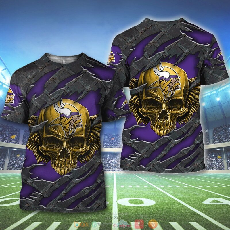 MINNESOTA VIKINGS WINGS SKULL 3D HOODIE