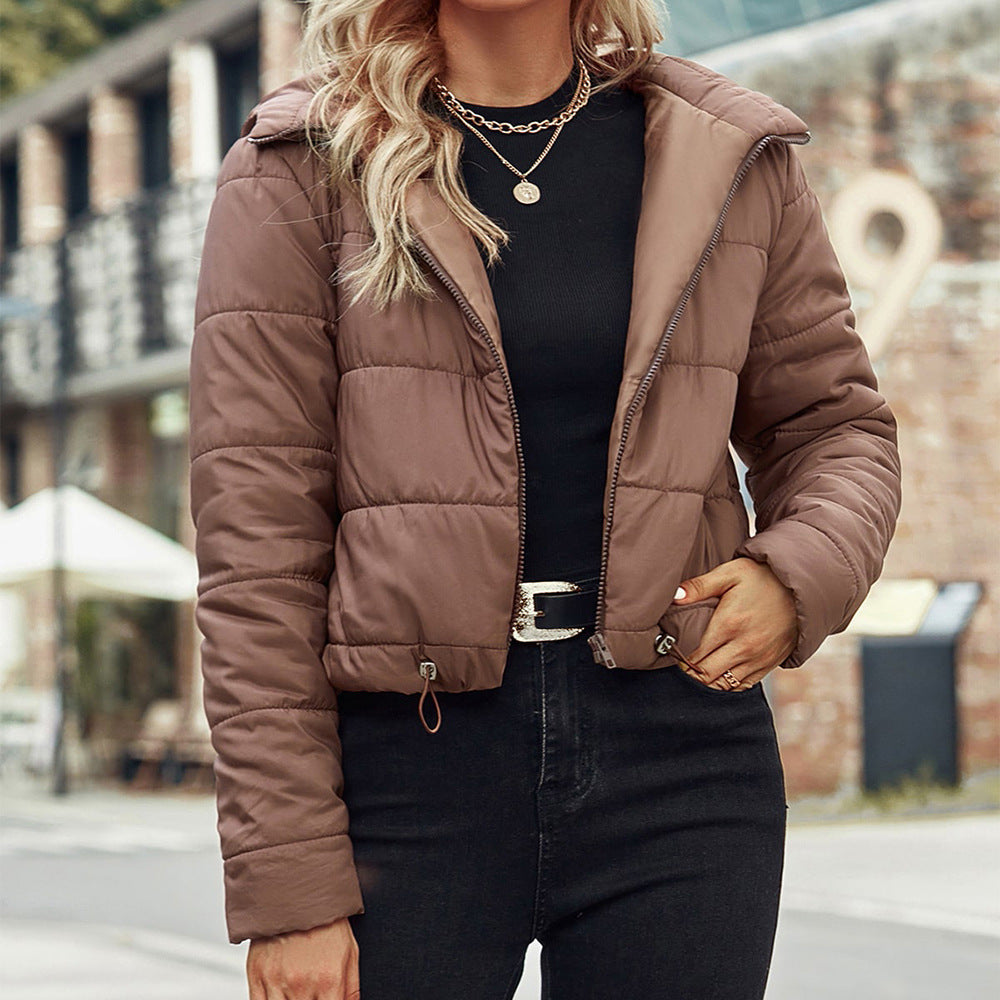 Women Clothing Casual Zipper Cotton Coat Jacket Hooded Coat Women