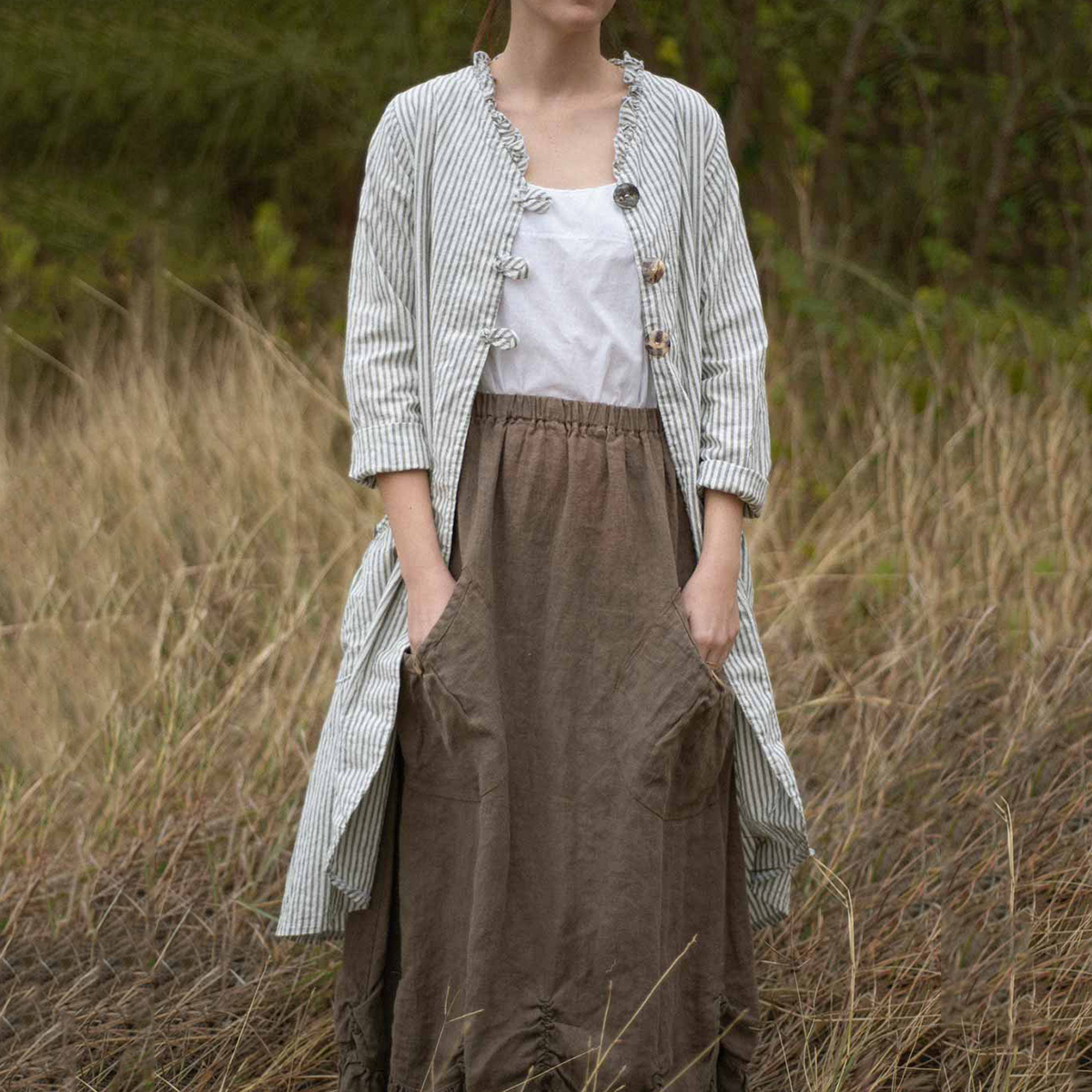 Vintage Stripes Stringy Selvedge Long Coat