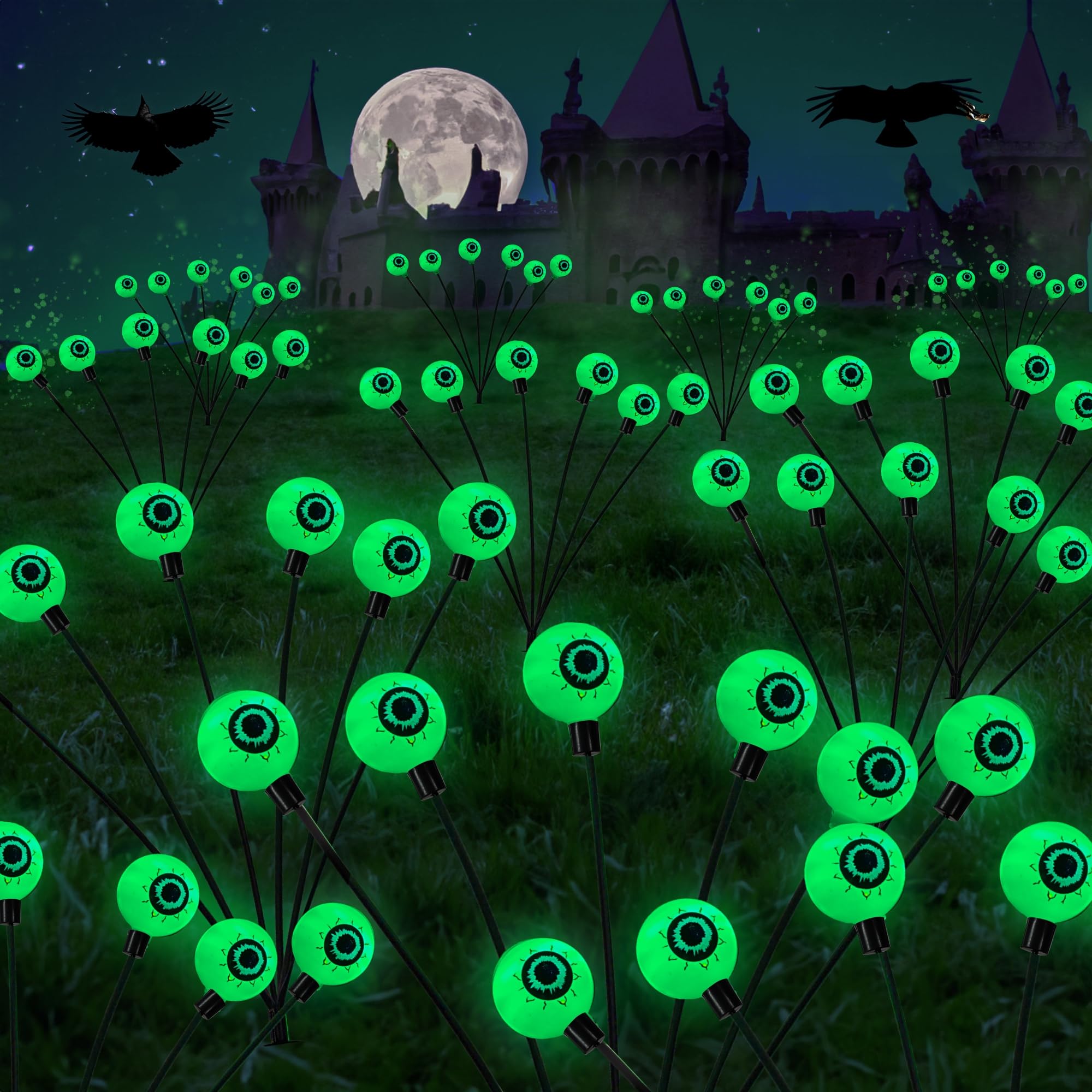 💥ON SALE💥6 LED Green Solar Scary Swaying Eyeball Firefly Lights Waterproof ✨