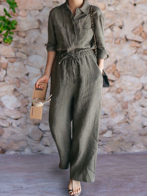 Casual Drawstring Waist Coverall