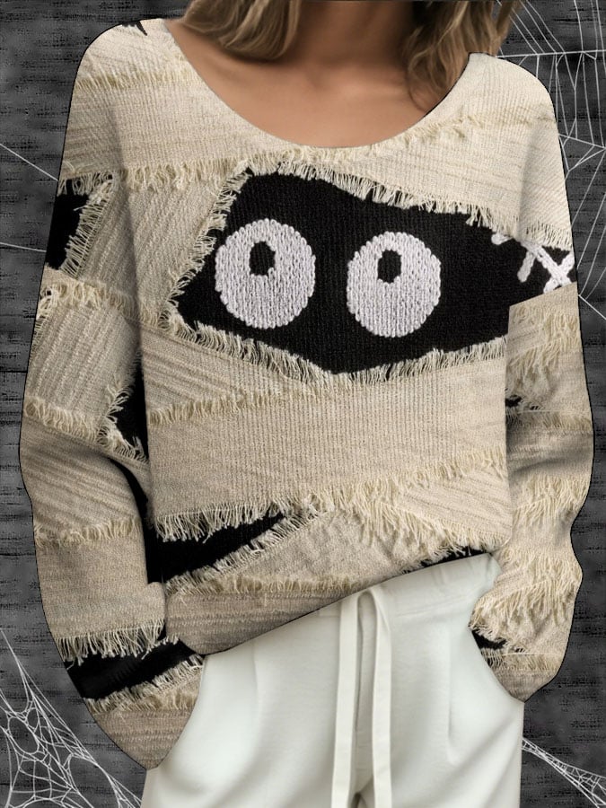 🔥Buy 3 Get 10% Off🔥Women's Retro Halloween Peekaboo Monster Print Top