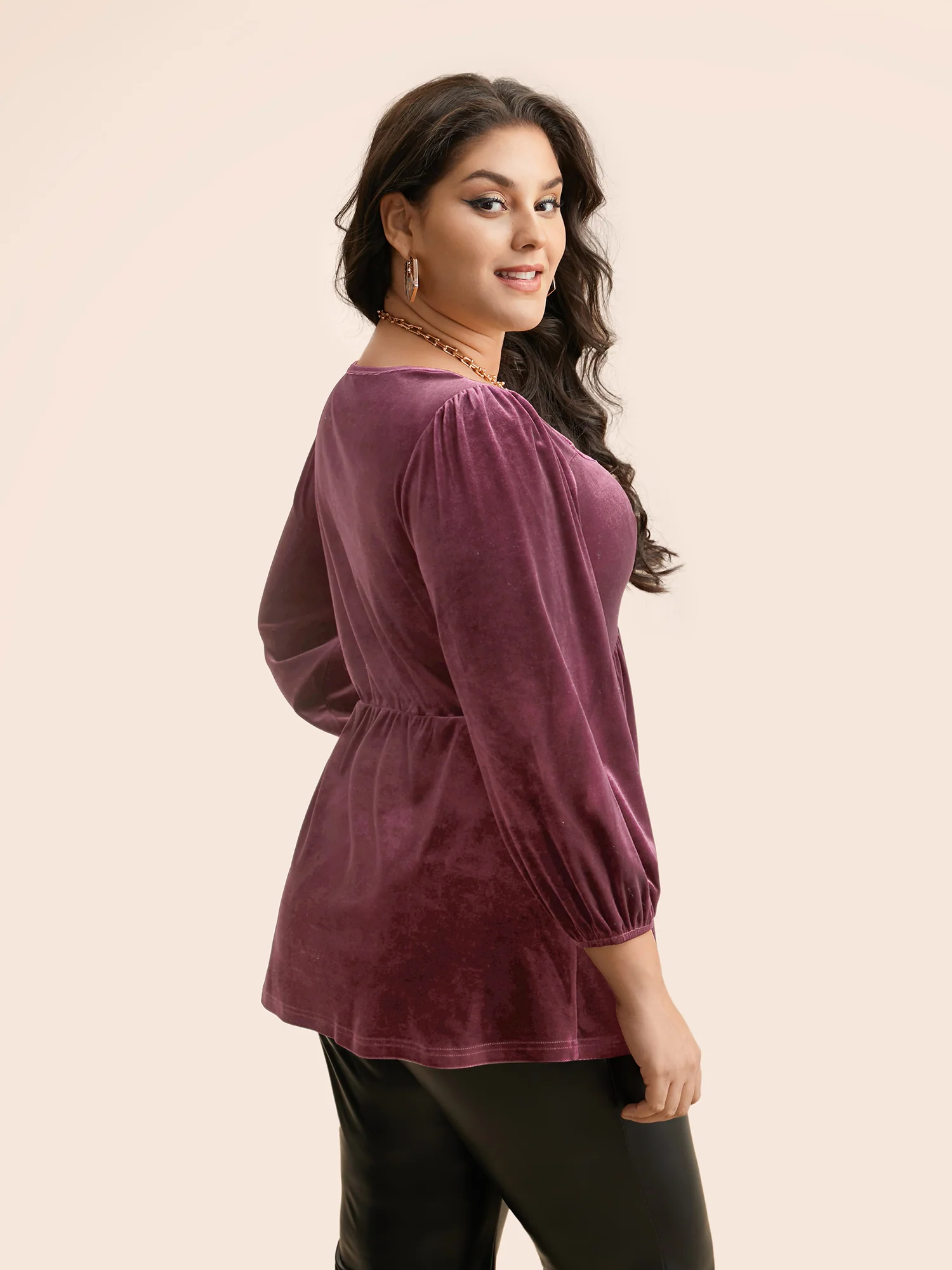Velvet Heart Neckline Gathered Blouse
