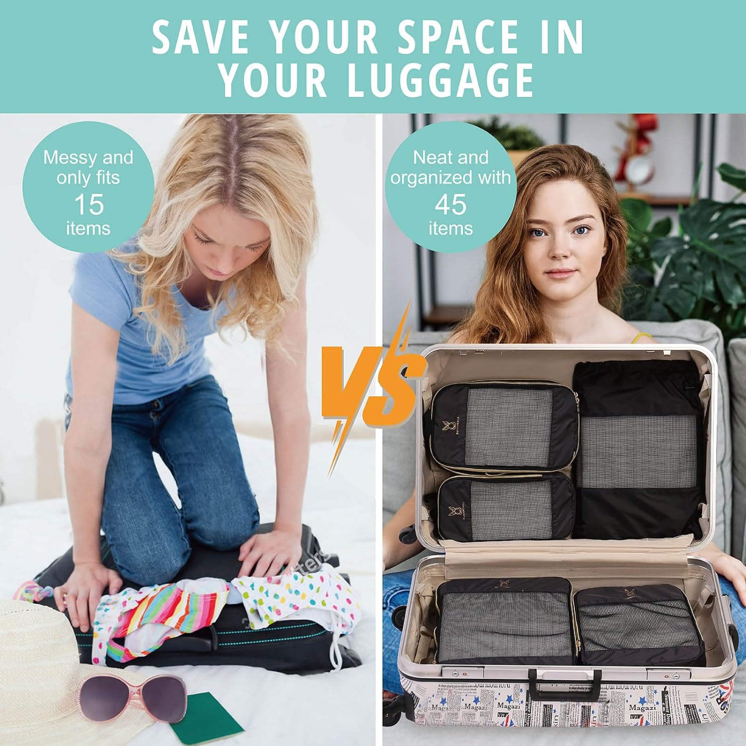 6 Set Expandable Compression Packing Cubes📦GET FREE SHIPPING NOW