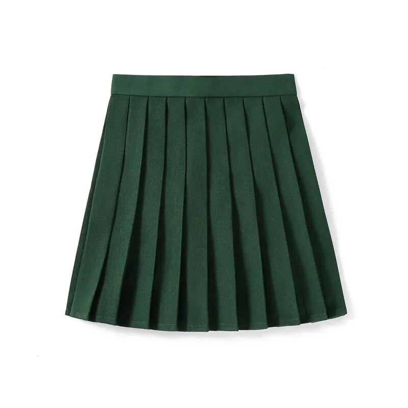 Solid Color Pleated Skirt