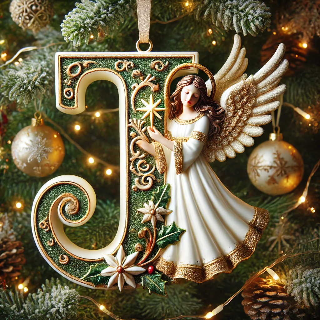 Angel Initial Christmas Ornaments