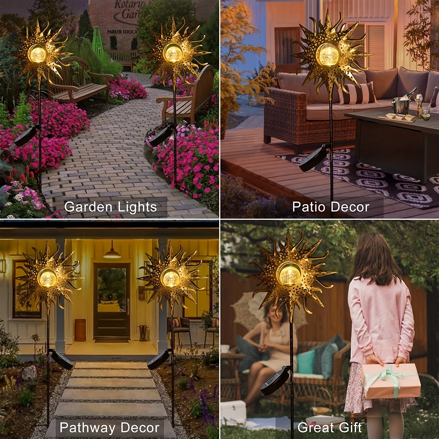 Gorgeous Sun-Shaped Solar Lights: Illuminate Your Garden with Waterproof LED Stake Lights!