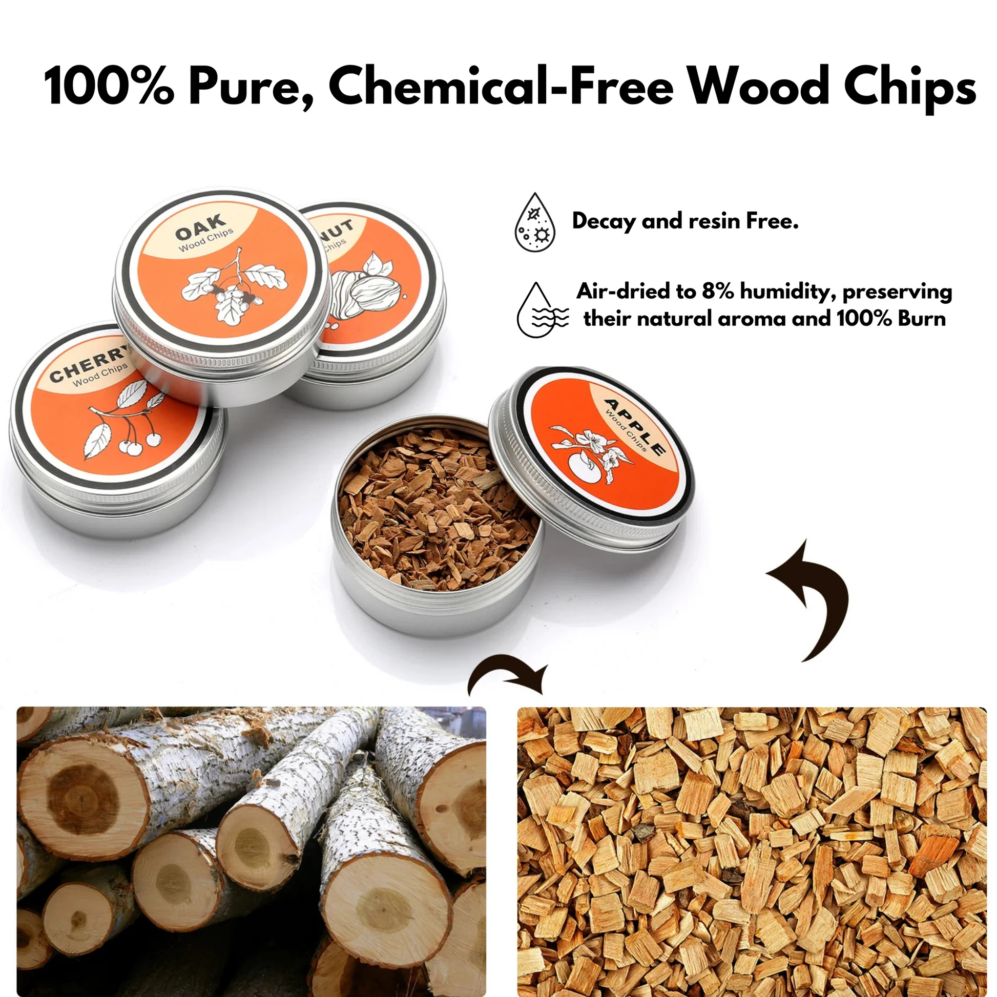 Whiskey Smoker Kit, 6 Flavors of Wood Chips