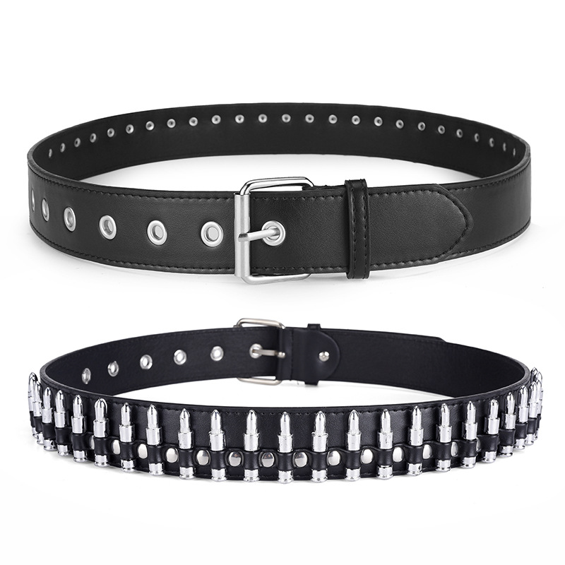 Cross-border new European and n ins style fashion bullet inlaid men's personality punk decorated jeans belt