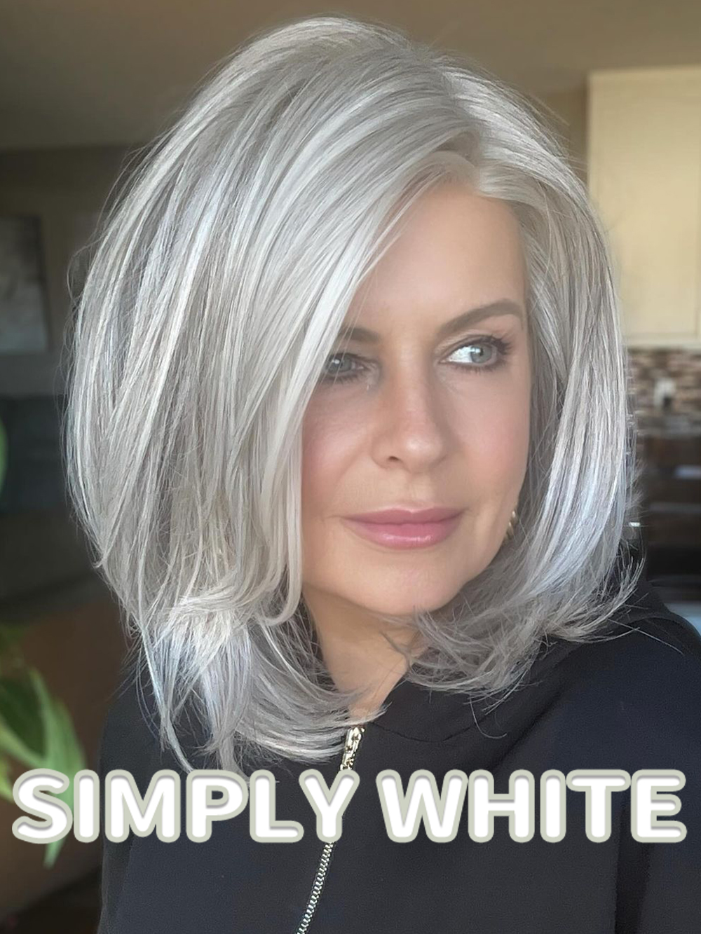 Mid-length Layered SILVA Wig With Side Part