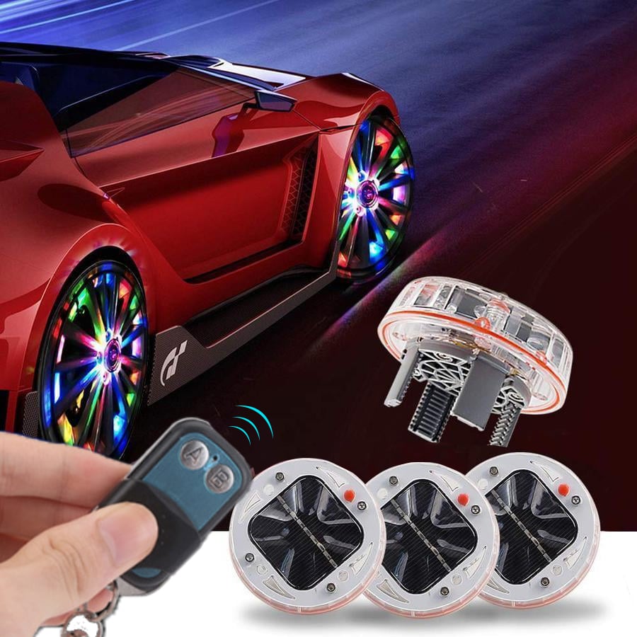 Solar Car Tire Wheel Lights with Wireless Remote Control	 🔥（Last Day Sale）